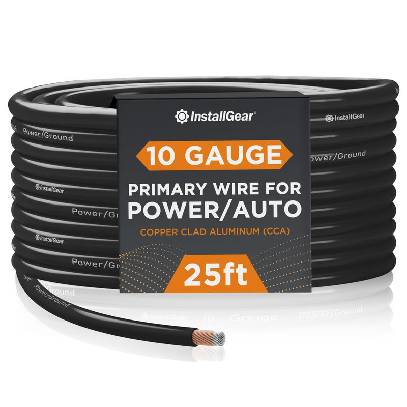 InstallGear 10 Gauge CAA Wire (25ft) - Primary Automotive Power & Ground Cable, Car Audio Speaker & RV Trailer Wiring - Image 1
